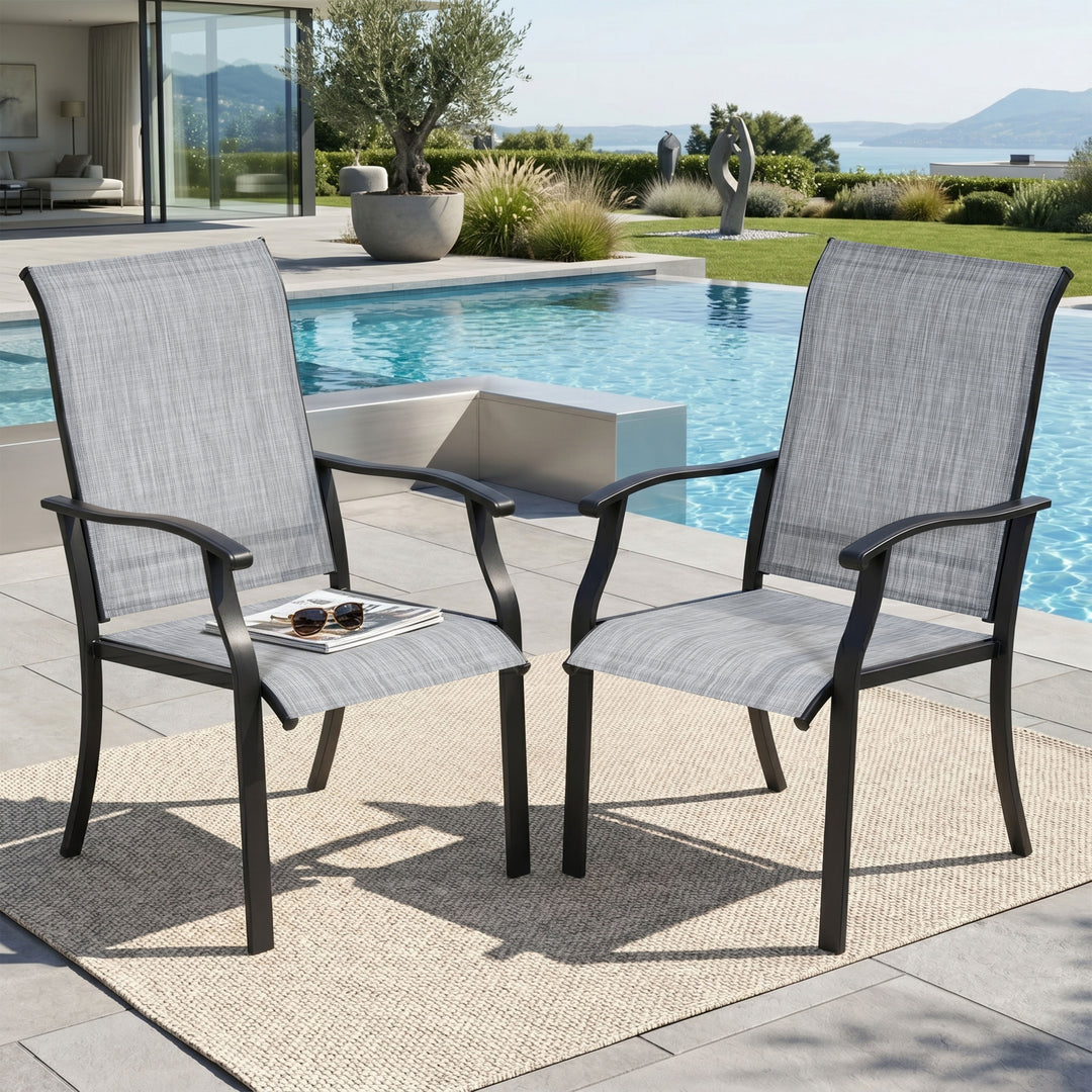 Outdoor 2-Piece Patio Chair Set, Textilene Fabric, Powder-coated Metal Frame