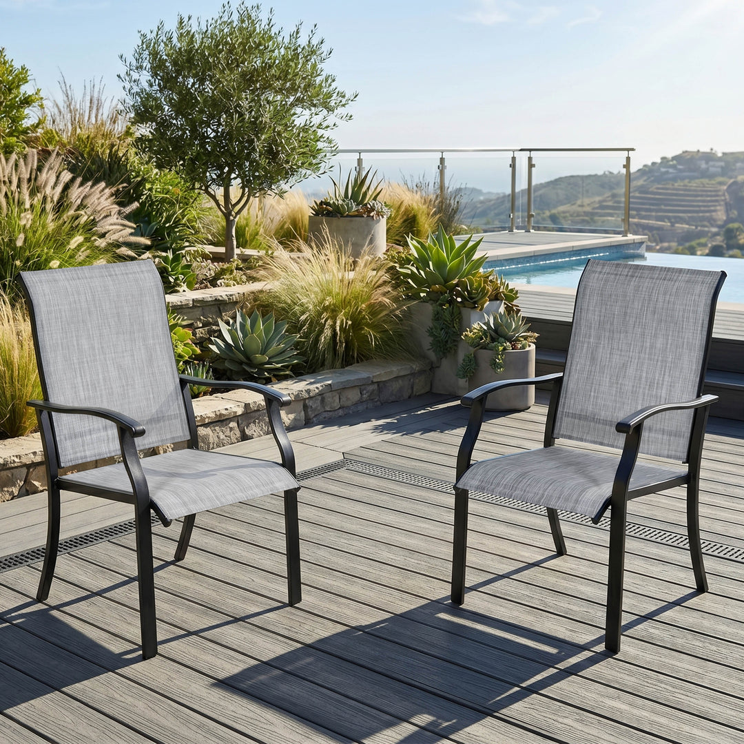 Outdoor 2-Piece Patio Chair Set, Textilene Fabric, Powder-coated Metal Frame