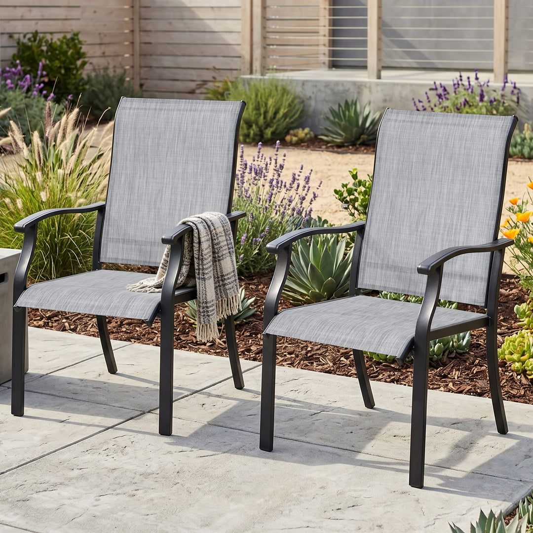 Outdoor 2-Piece Patio Chair Set, Textilene Fabric, Powder-coated Metal Frame