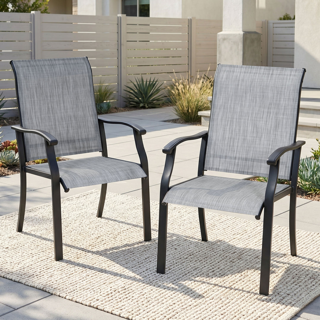 Outdoor 2-Piece Patio Chair Set, Textilene Fabric, Powder-coated Metal Frame