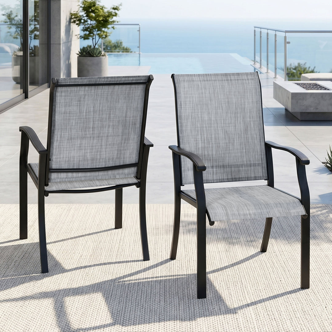 Outdoor 2-Piece Patio Chair Set, Textilene Fabric, Powder-coated Metal Frame