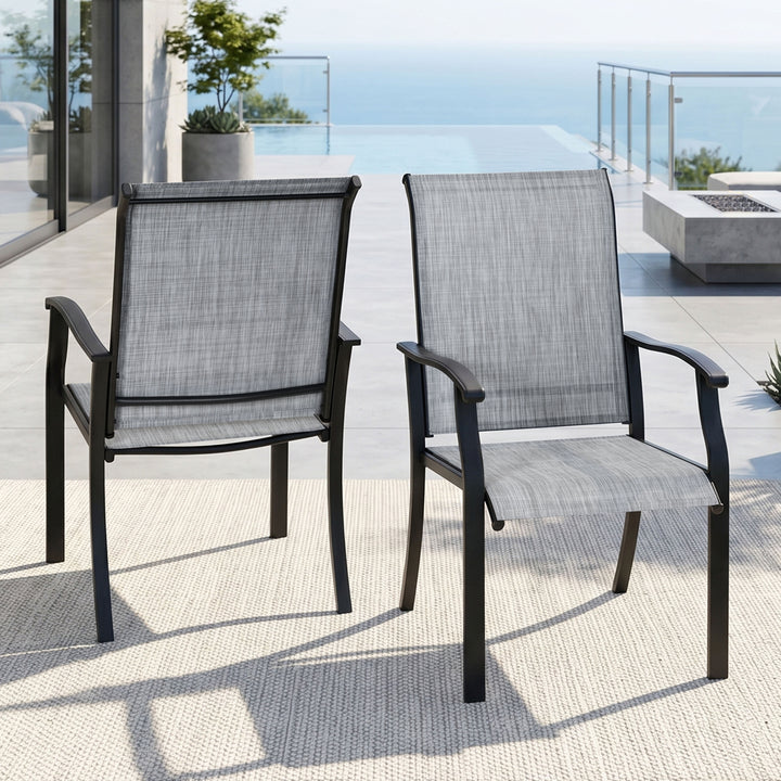 Outdoor 2-Piece Patio Chair Set, Textilene Fabric, Powder-coated Metal Frame