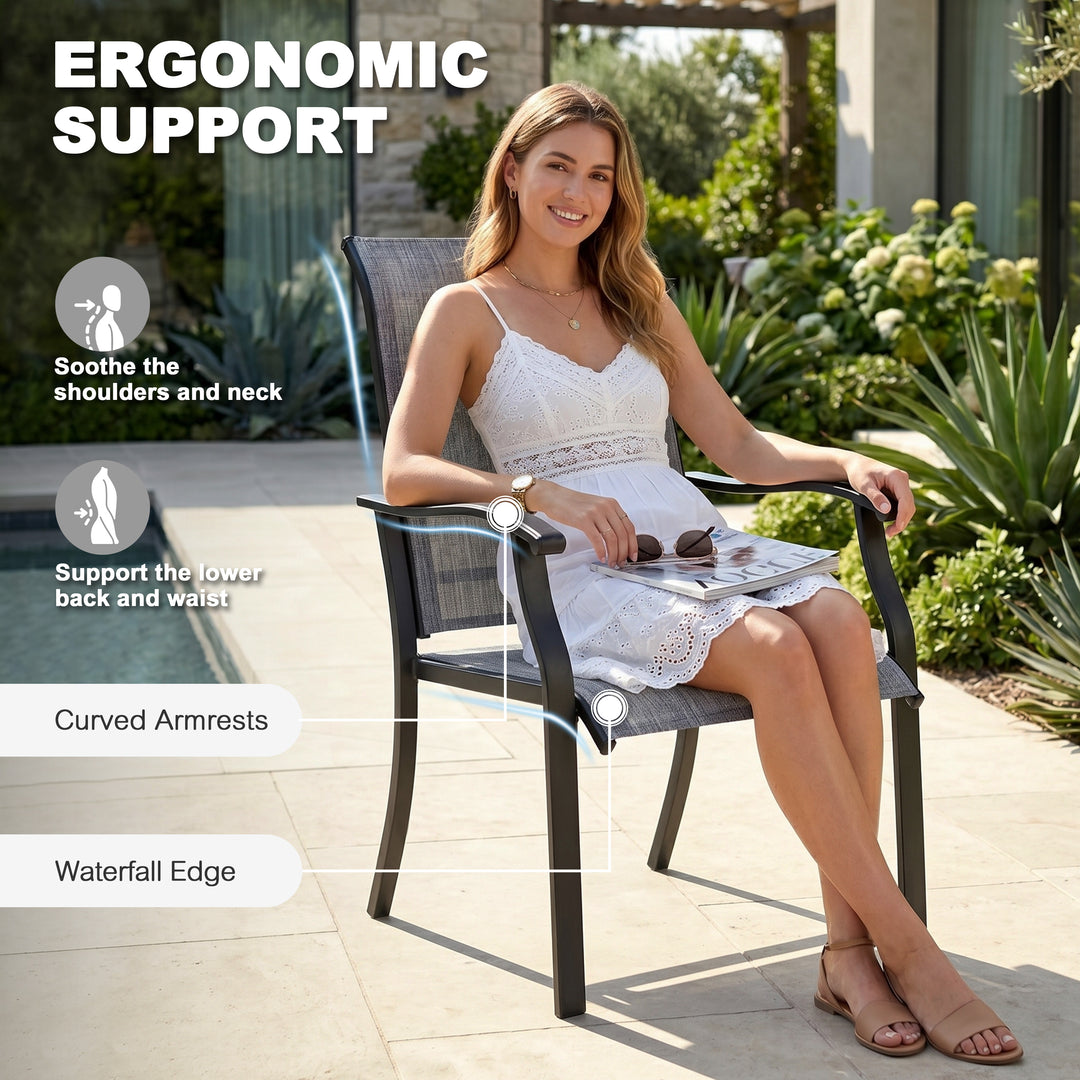 Outdoor 2-Piece Patio Chair Set, Textilene Fabric, Powder-coated Metal Frame