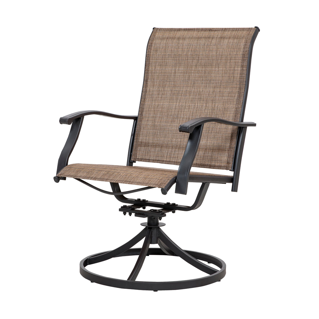Outdoor 4-Piece Patio Swivel Chair Set, Textilene Fabric, Iron Frame