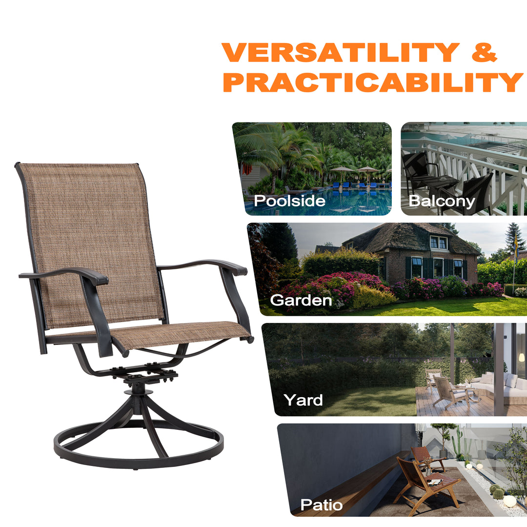 Outdoor 4-Piece Patio Swivel Chair Set, Textilene Fabric, Iron Frame