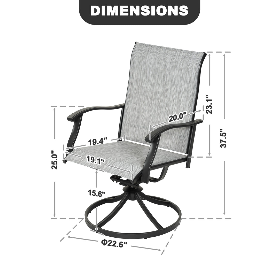 Outdoor 2-Piece Patio Swivel Chair Set, Textilene Fabric, Iron Frame