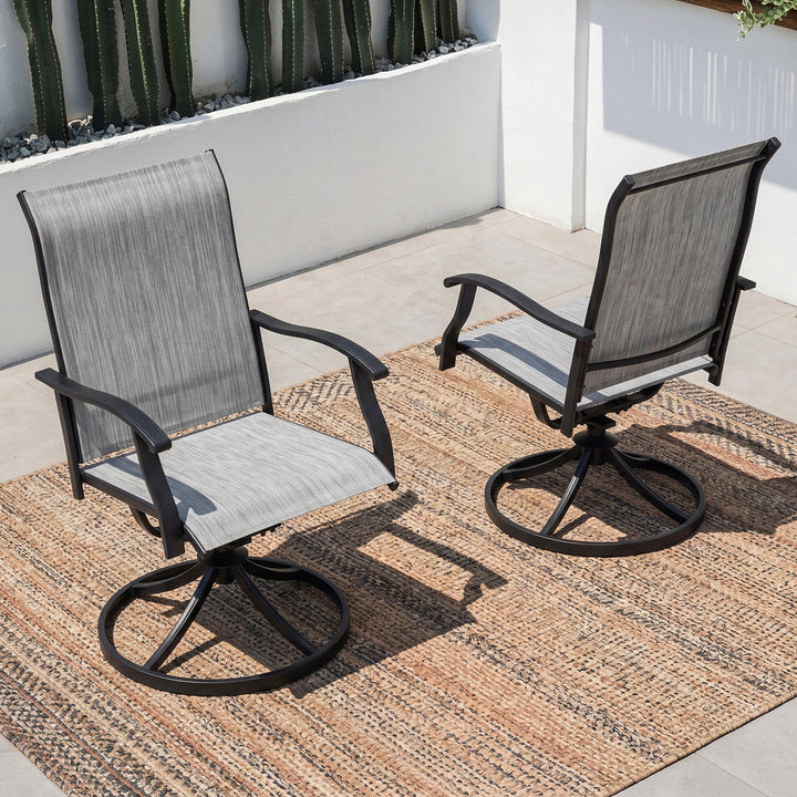 Outdoor 2-Piece Patio Swivel Chair Set, Textilene Fabric, Iron Frame