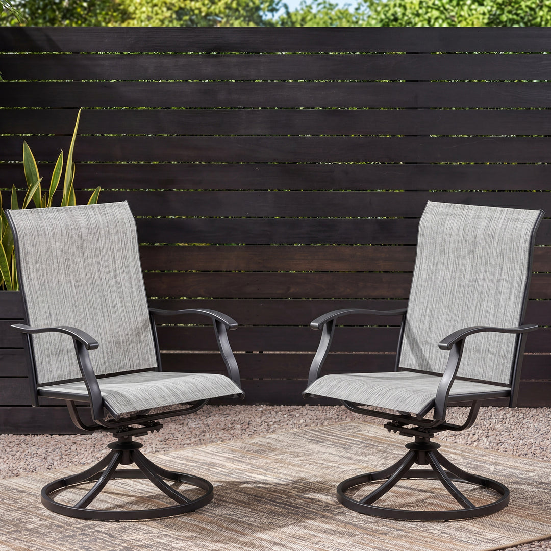 Outdoor 2-Piece Patio Swivel Chair Set, Textilene Fabric, Iron Frame