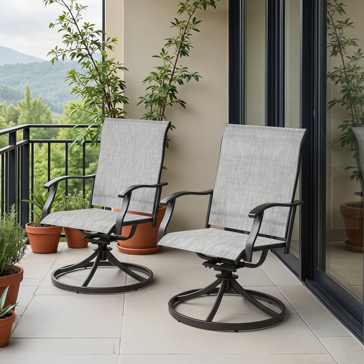 Outdoor 2-Piece Patio Swivel Chair Set, Textilene Fabric, Iron Frame