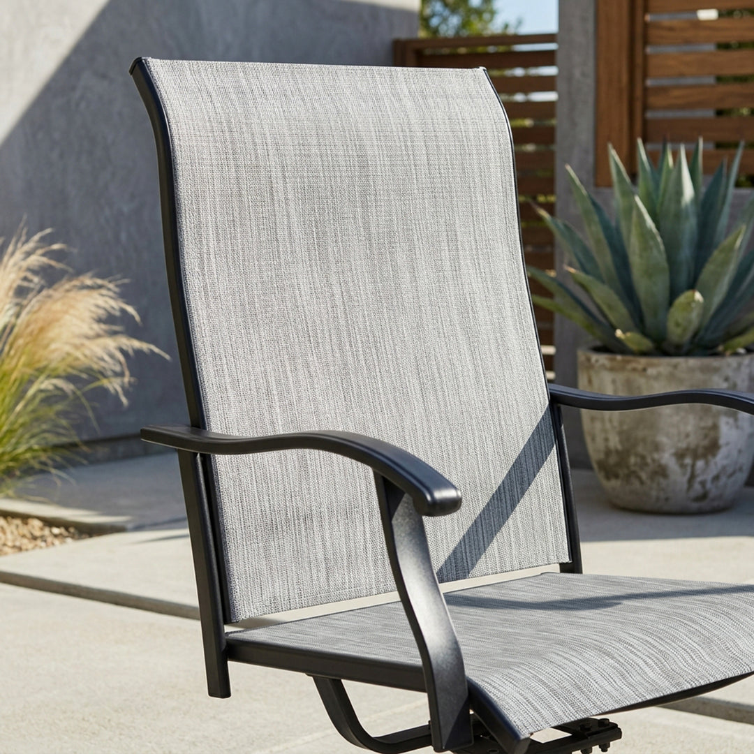 Outdoor 2-Piece Patio Swivel Chair Set, Textilene Fabric, Iron Frame