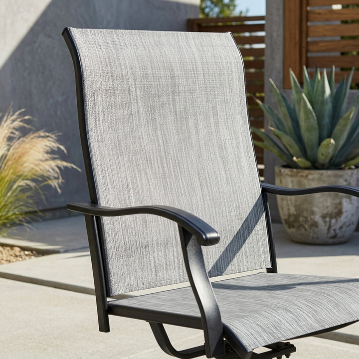 Outdoor 2-Piece Patio Swivel Chair Set, Textilene Fabric, Iron Frame