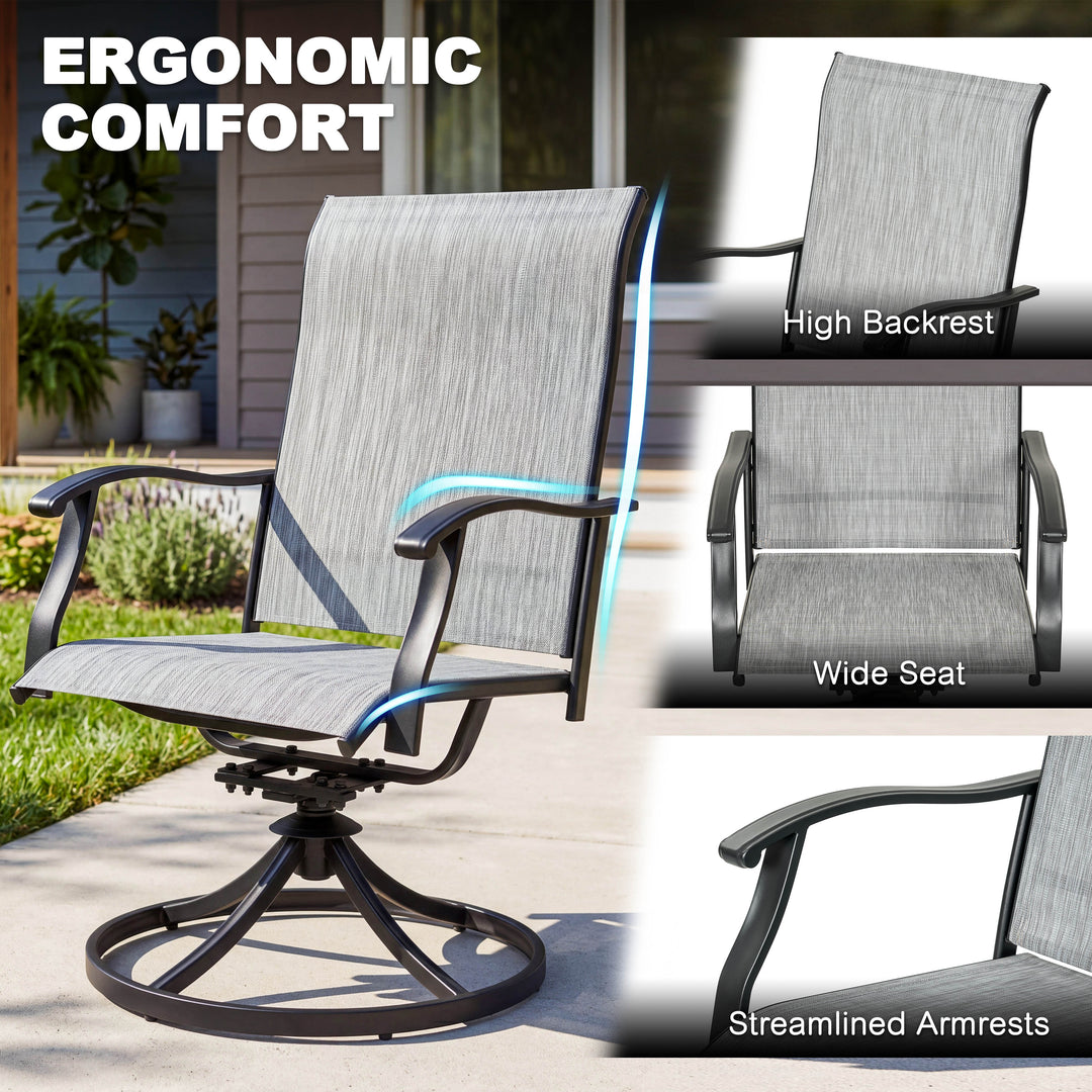 Outdoor 2-Piece Patio Swivel Chair Set, Textilene Fabric, Iron Frame