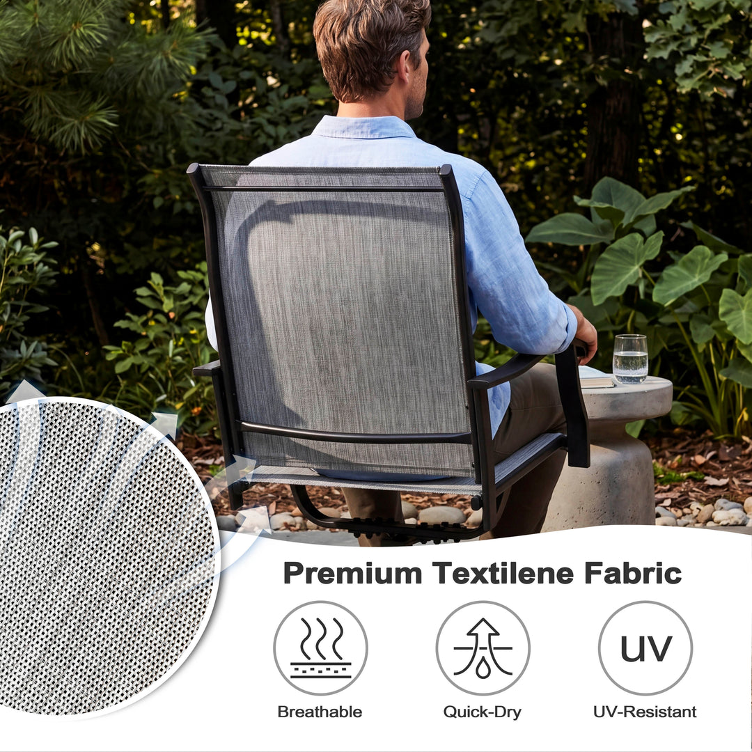 Outdoor 2-Piece Patio Swivel Chair Set, Textilene Fabric, Iron Frame