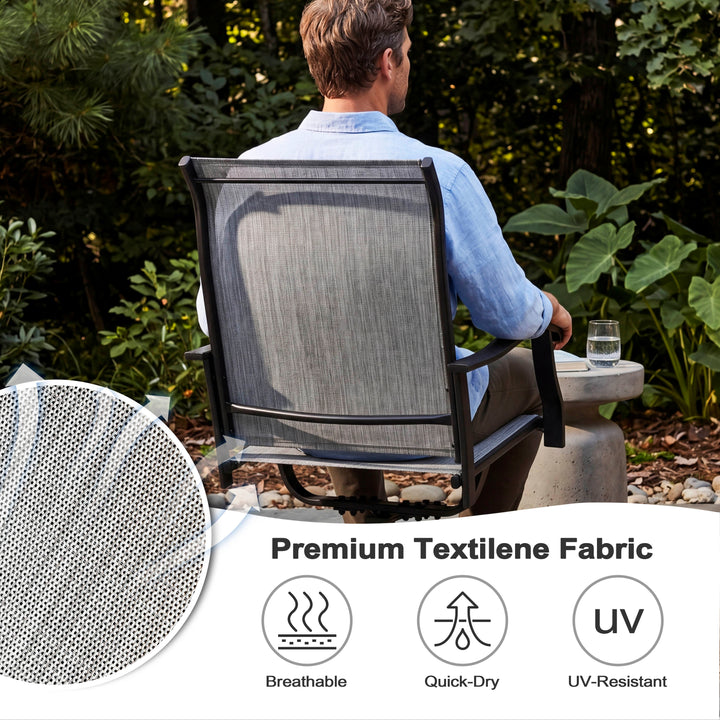 Outdoor 2-Piece Patio Swivel Chair Set, Textilene Fabric, Iron Frame