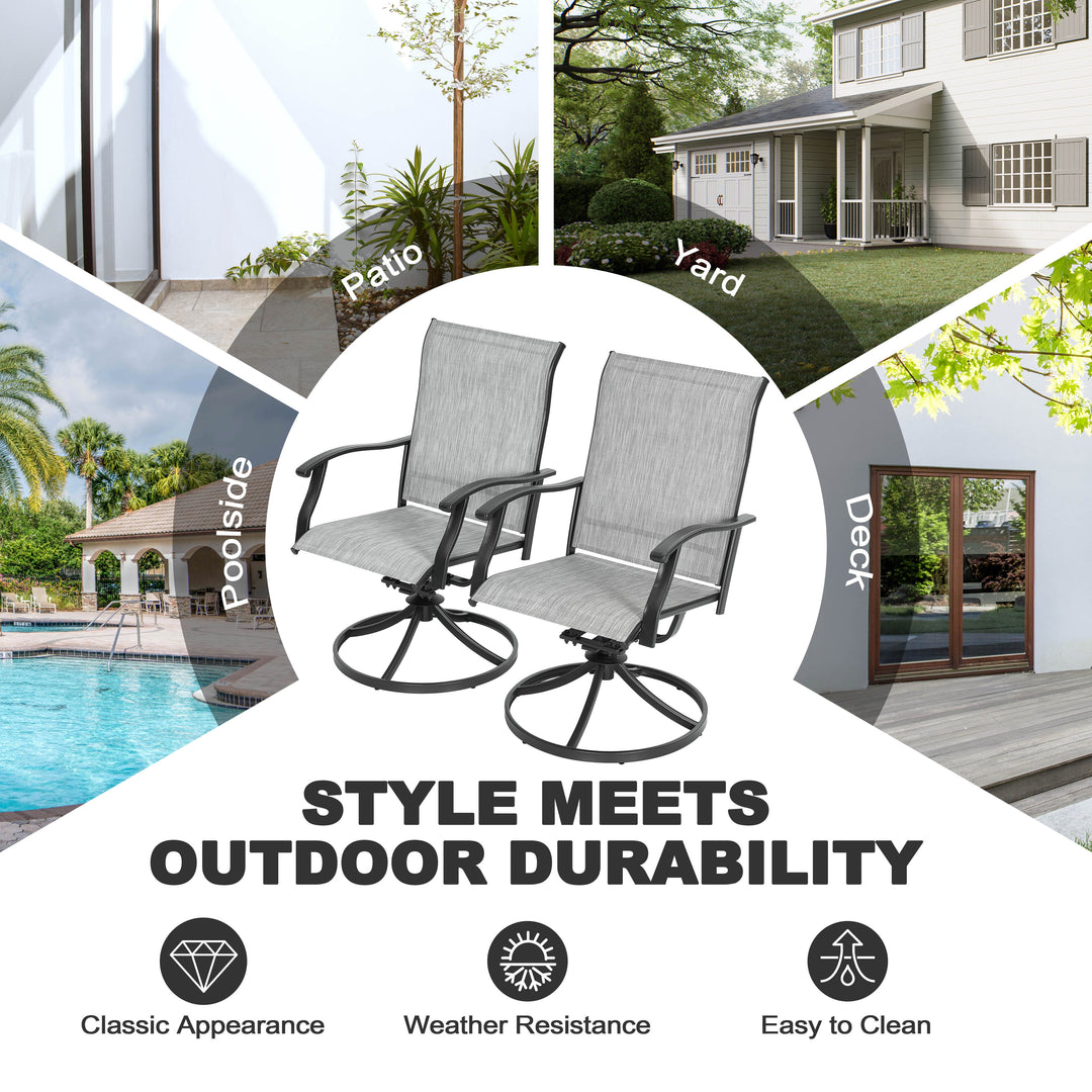 Outdoor 2-Piece Patio Swivel Chair Set, Textilene Fabric, Iron Frame
