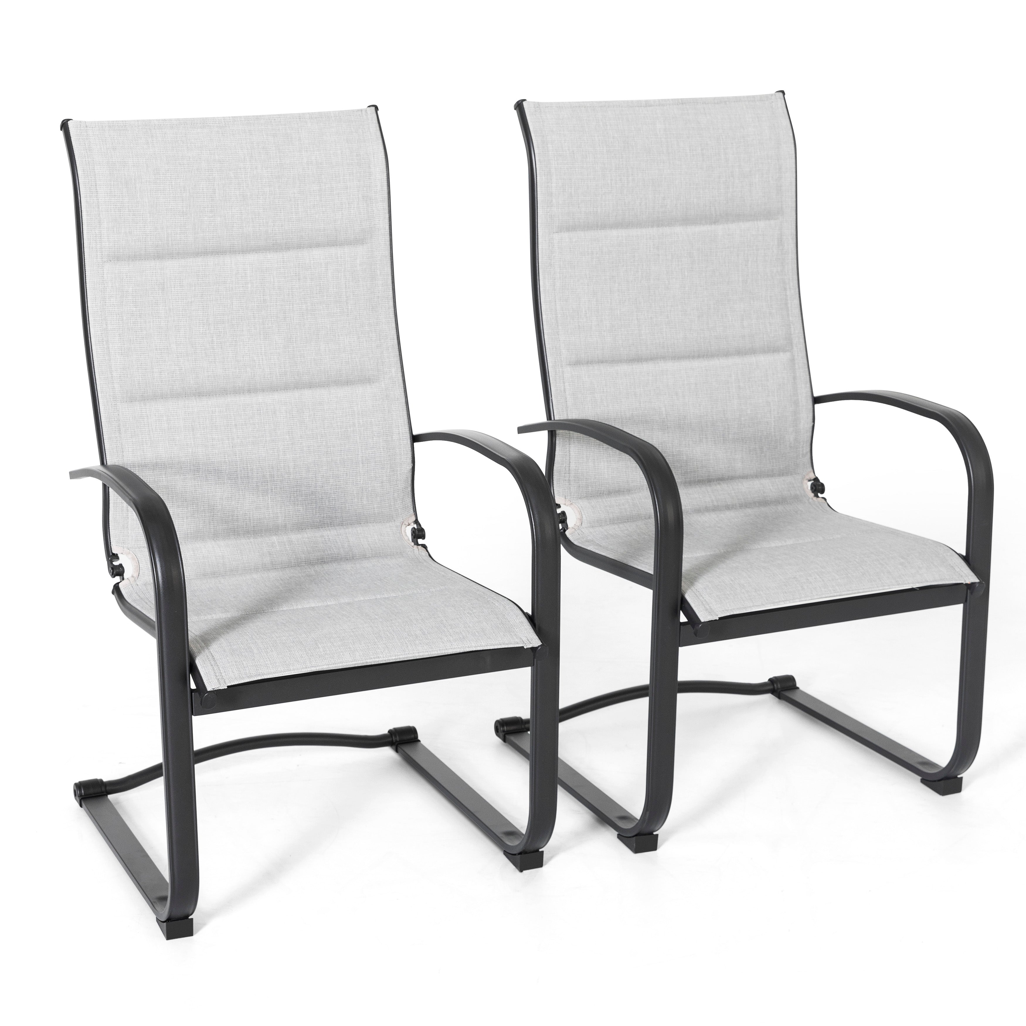 Textilene Patio Dining Chair Set of 2, Powder-coated Iron Frame