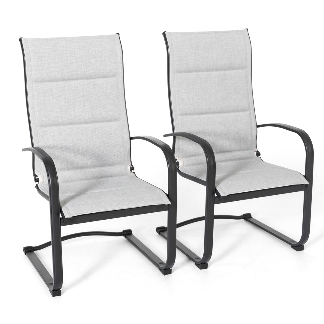 Textilene Patio Dining Chair Set of 2, Powder-coated Iron Frame, Gray