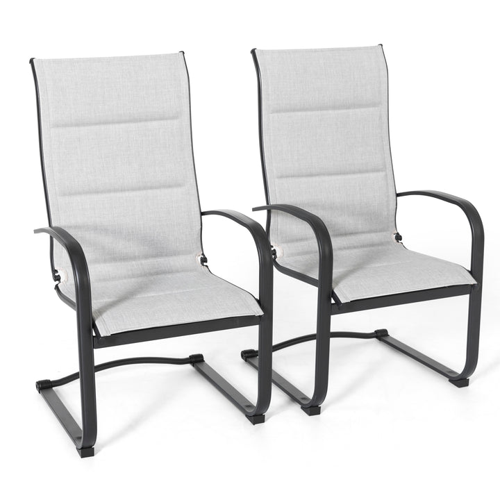 Textilene Patio Dining Chair Set of 2, Powder-coated Iron Frame, Gray