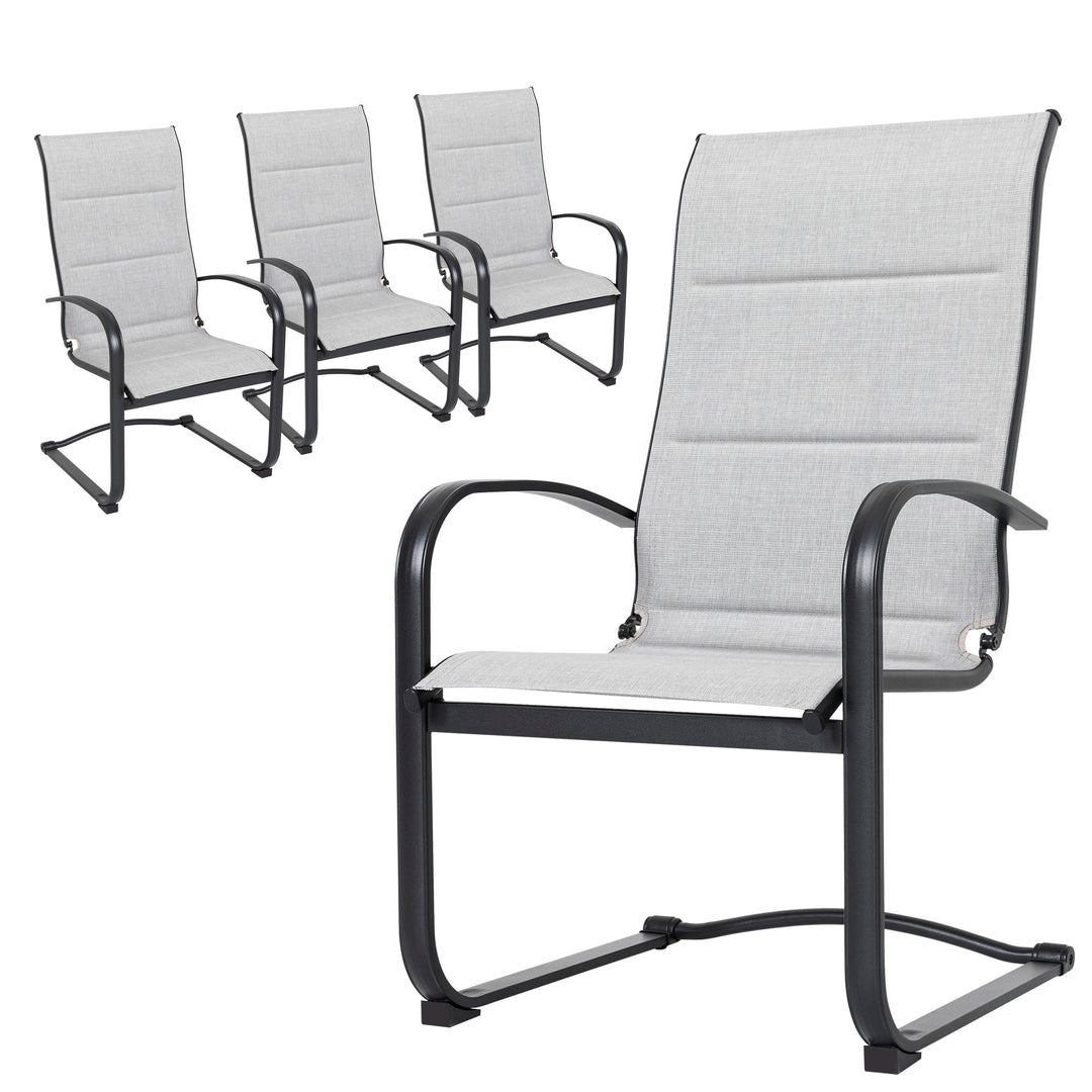 Textilene Patio Dining Chair Set of 4, Powder-coated Iron Frame, Gray