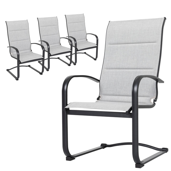 Textilene Patio Dining Chair Set of 4, Powder-coated Iron Frame, Gray