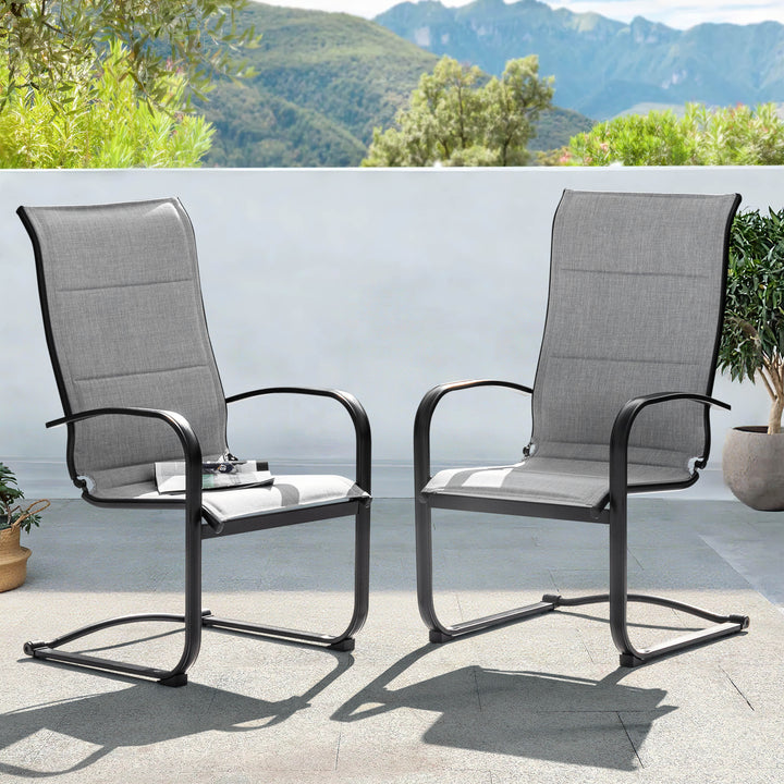Textilene Patio Dining Chair Set of 2, Powder-coated Iron Frame, Gray