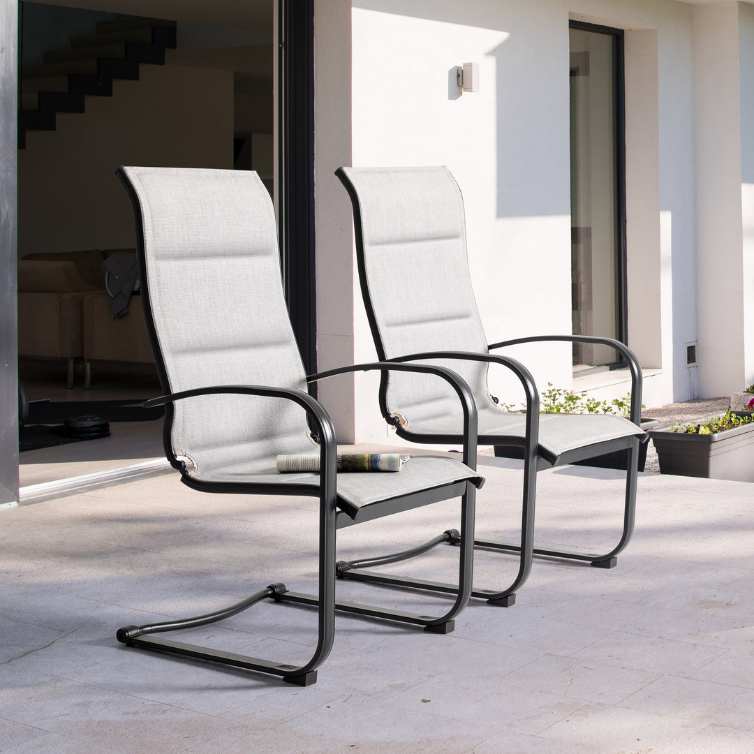 Textilene Patio Dining Chair Set of 2, Powder-coated Iron Frame, Gray