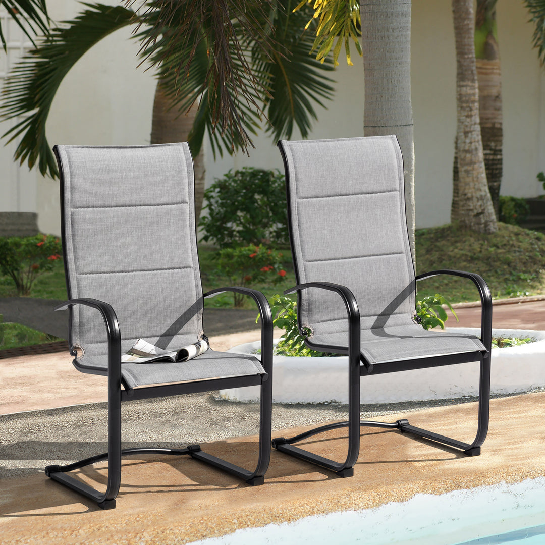 Textilene Patio Dining Chair Set of 2, Powder-coated Iron Frame, Gray