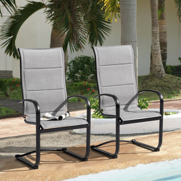Textilene Patio Dining Chair Set of 2, Powder-coated Iron Frame, Gray