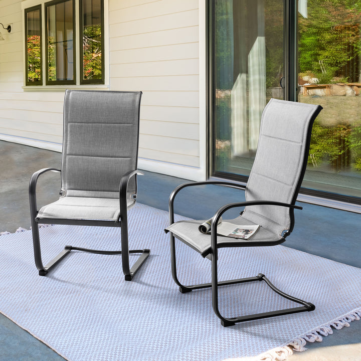 Textilene Patio Dining Chair Set of 2, Powder-coated Iron Frame, Gray