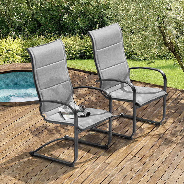 Textilene Patio Dining Chair Set of 2, Powder-coated Iron Frame, Gray