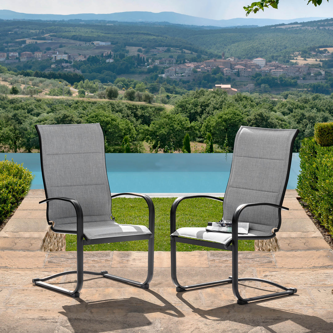 Textilene Patio Dining Chair Set of 2, Powder-coated Iron Frame, Gray
