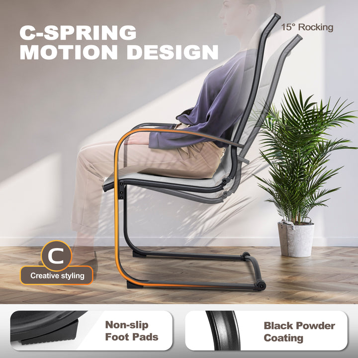 Textilene Patio Dining Chair Set of 2, Powder-coated Iron Frame, Gray