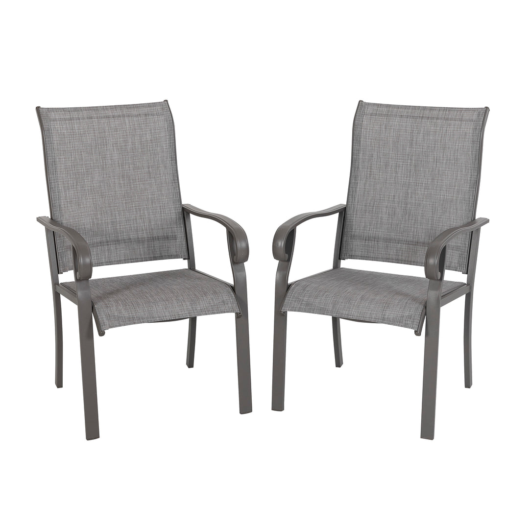 Nuu Garden Outdoor 2-Piece Patio Chair Set, Textilene Fabric, Powder-coated Iron Frame, Light Gray