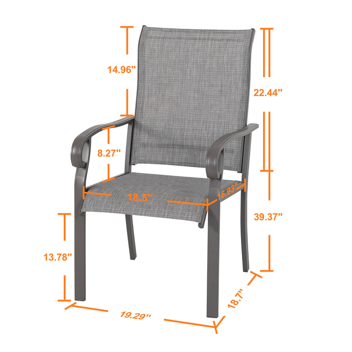Nuu Garden Outdoor 2-Piece Patio Chair Set, Textilene Fabric, Powder-coated Iron Frame, Light Gray
