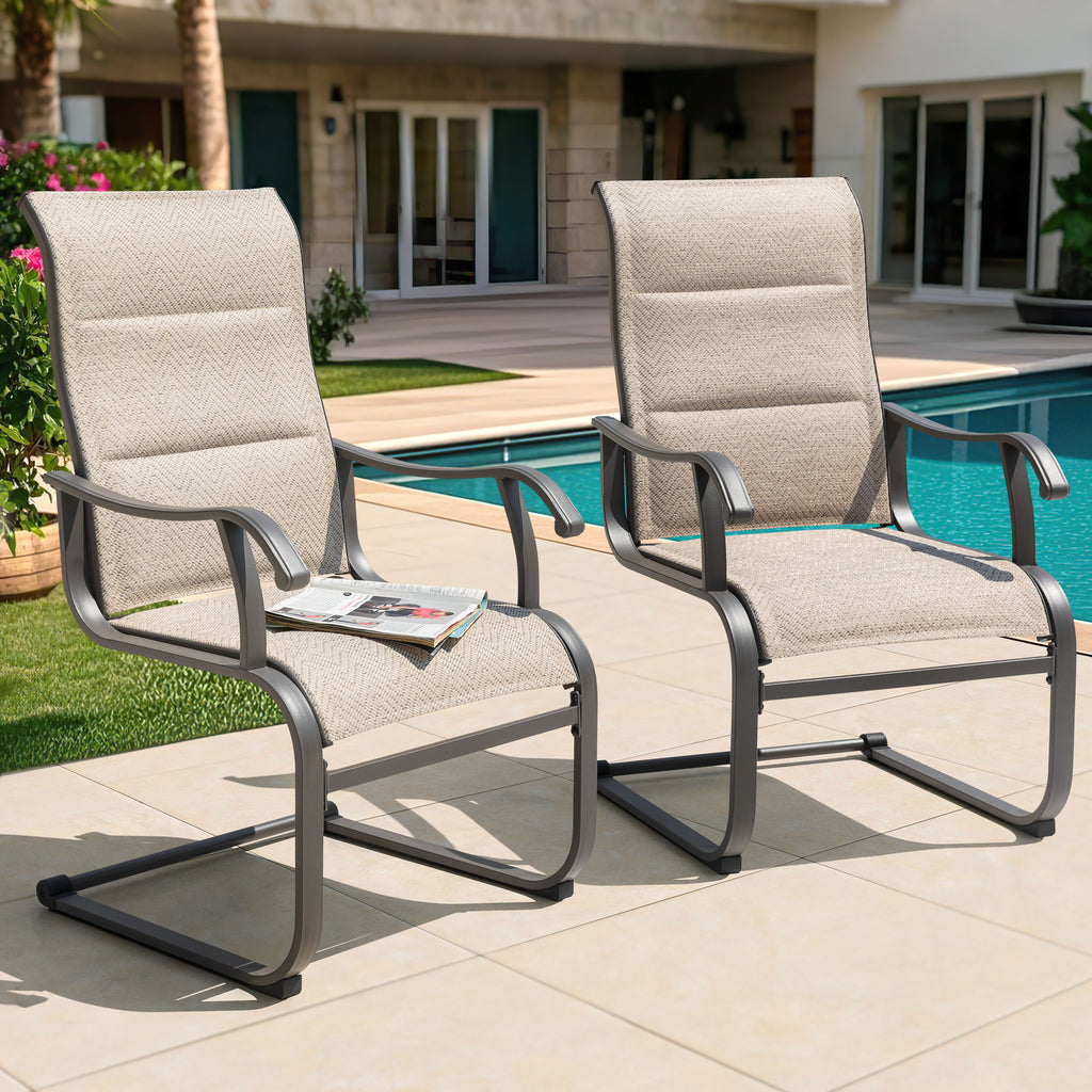 NUU GARDEN 2-Piece Patio Dining Chair Set - All-Weather Textilene Fabric & Powder-Coated Metal Frame (Light Gray)