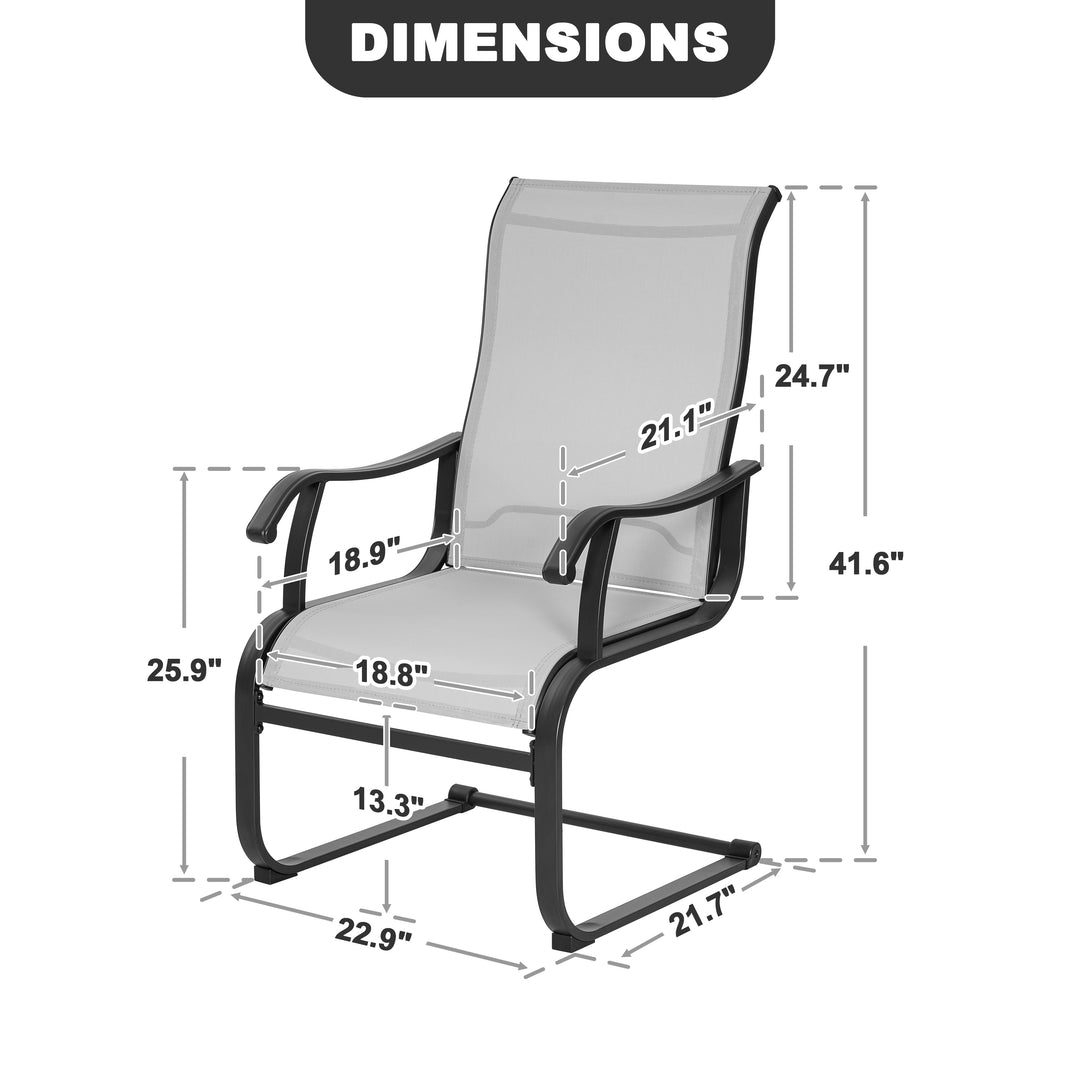 Outdoor Patio Dining Chairs, Breathable Textilene, Iron Frame