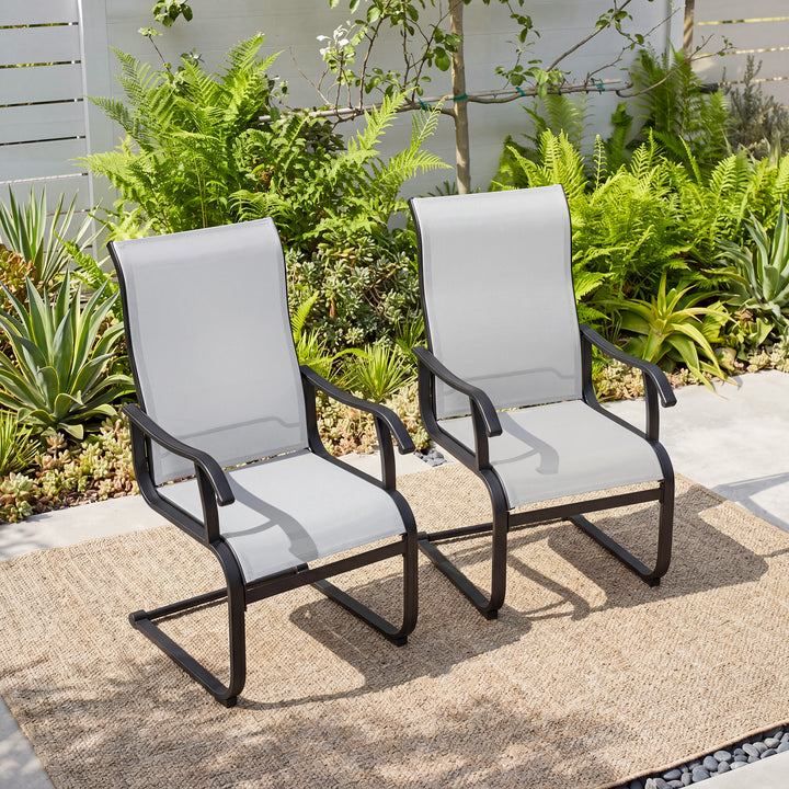 Outdoor Patio Dining Chairs, Breathable Textilene, Iron Frame