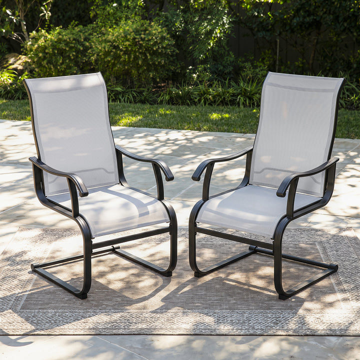Outdoor Patio Dining Chairs, Breathable Textilene, Iron Frame