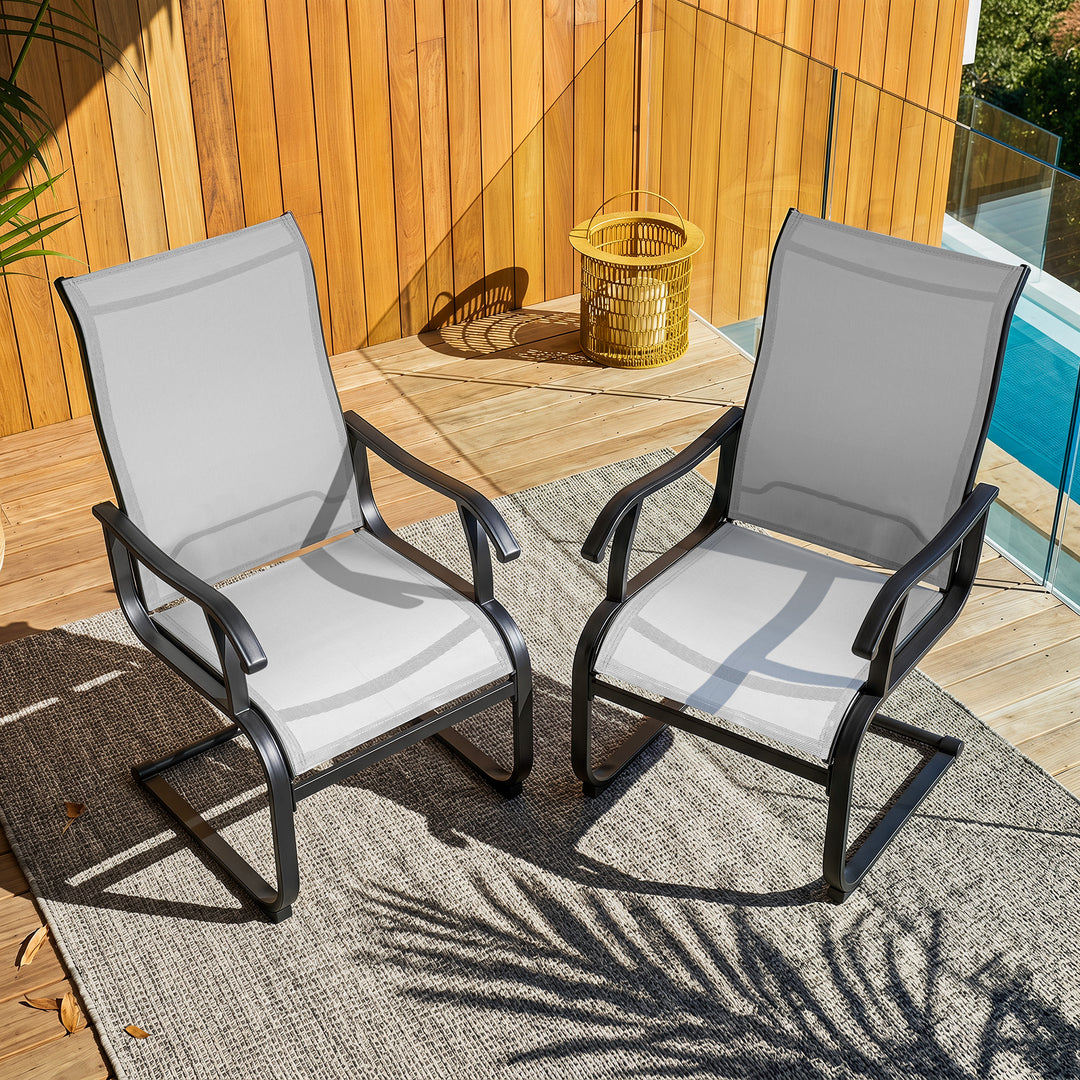 Outdoor Patio Dining Chairs, Breathable Textilene, Iron Frame
