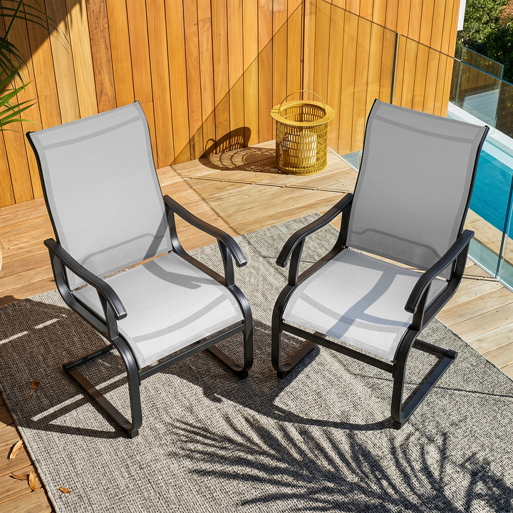 Outdoor Patio Dining Chairs, Breathable Textilene, Iron Frame