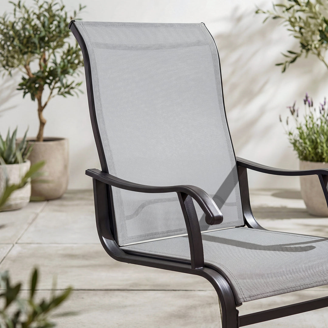 Outdoor Patio Dining Chairs, Breathable Textilene, Iron Frame