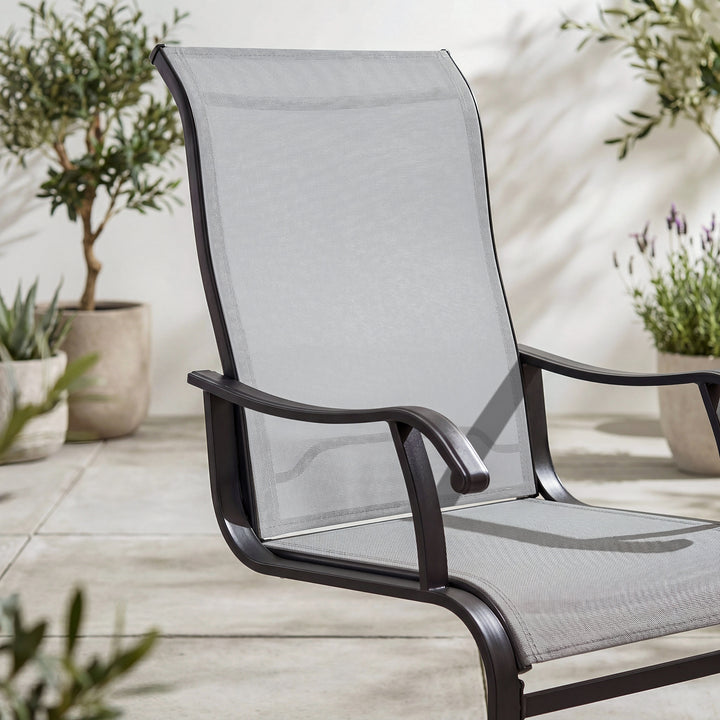 Outdoor Patio Dining Chairs, Breathable Textilene, Iron Frame