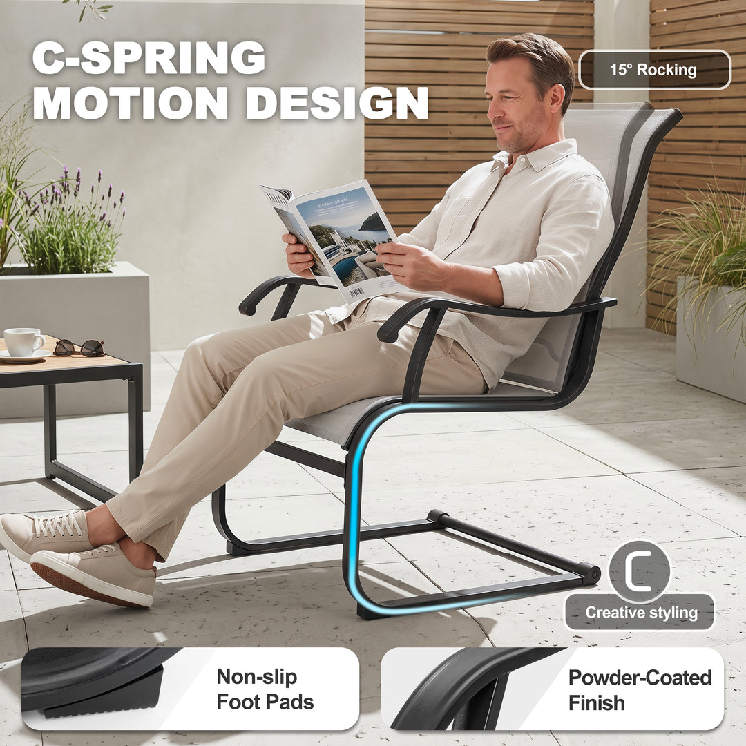 Outdoor Patio Dining Chairs, Breathable Textilene, Iron Frame