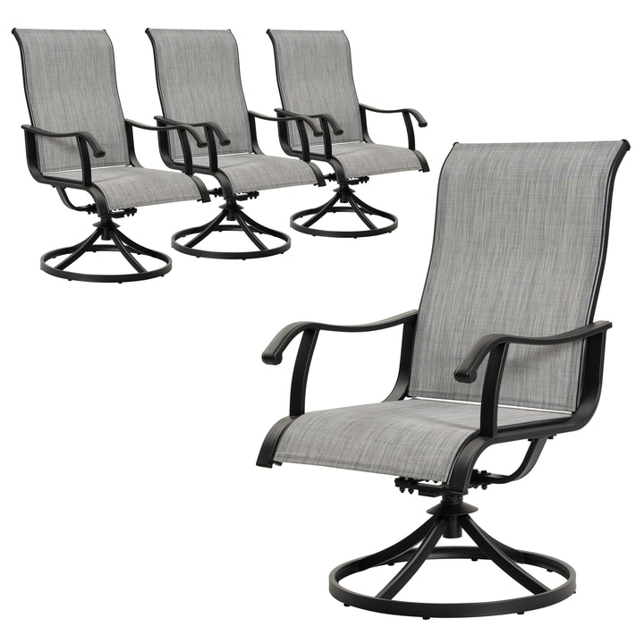 Outdoor Swivel Rocker Dining Chairs with All-Weather Textilene High Back, Gray