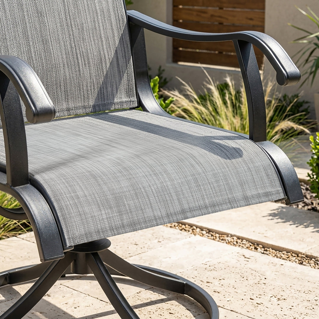 Patio 2-Piece Textilene Dining Chairs, Smooth 360-Degree Swivel