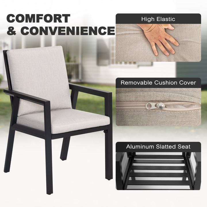 Outdoor 2-Piece Aluminum Dining Chairs with Gray Cushions