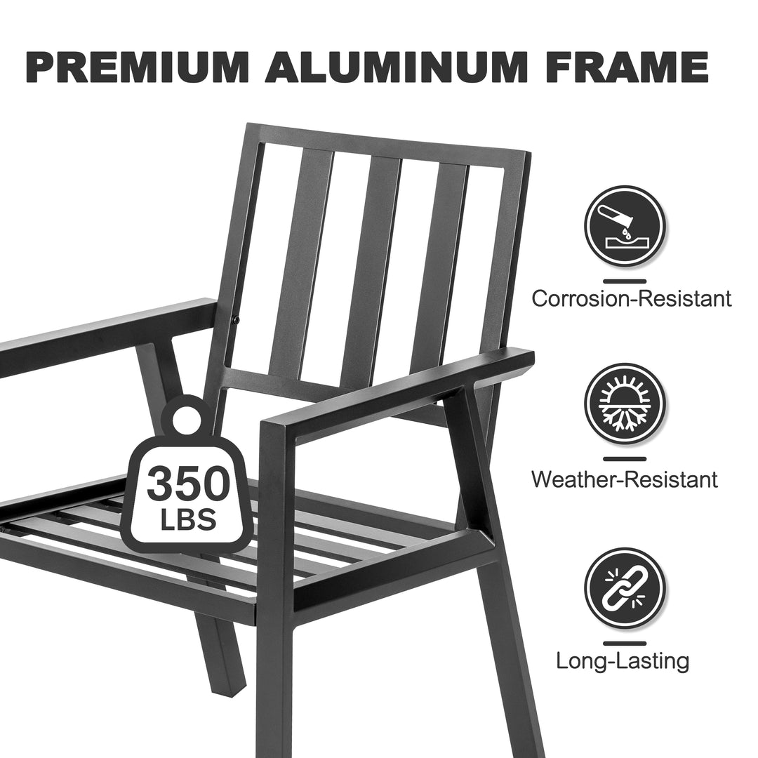 Outdoor 2-Piece Aluminum Dining Chairs with Gray Cushions