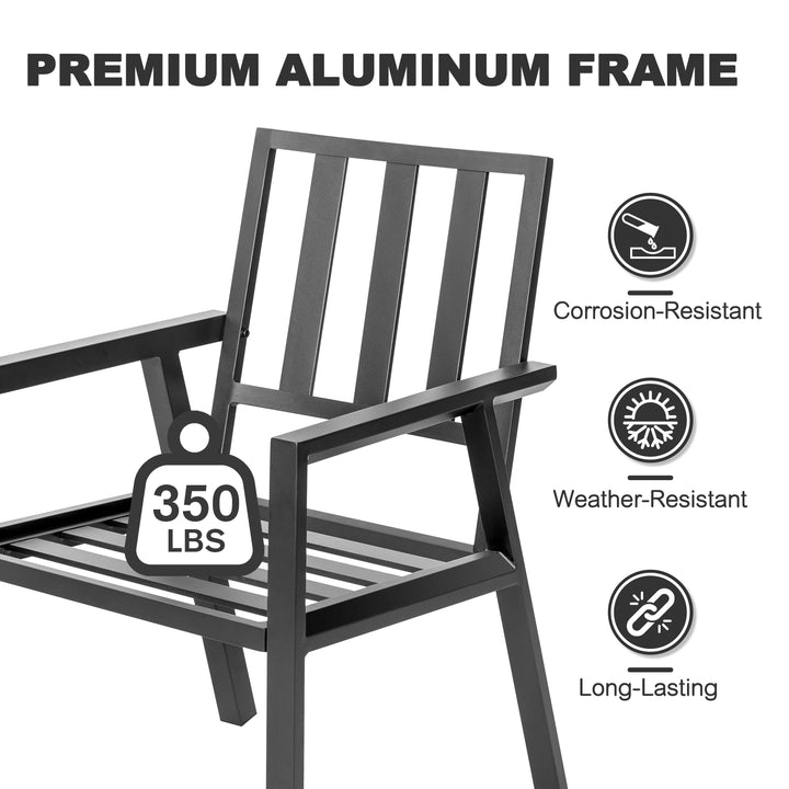 Outdoor 2-Piece Aluminum Dining Chairs with Gray Cushions