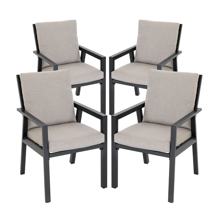 Outdoor 4-Piece Aluminum Dining Chairs with Gray Cushions