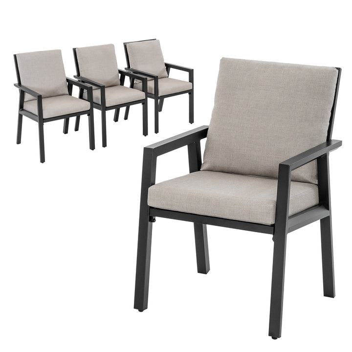 Outdoor 4-Piece Aluminum Dining Chairs with Gray Cushions